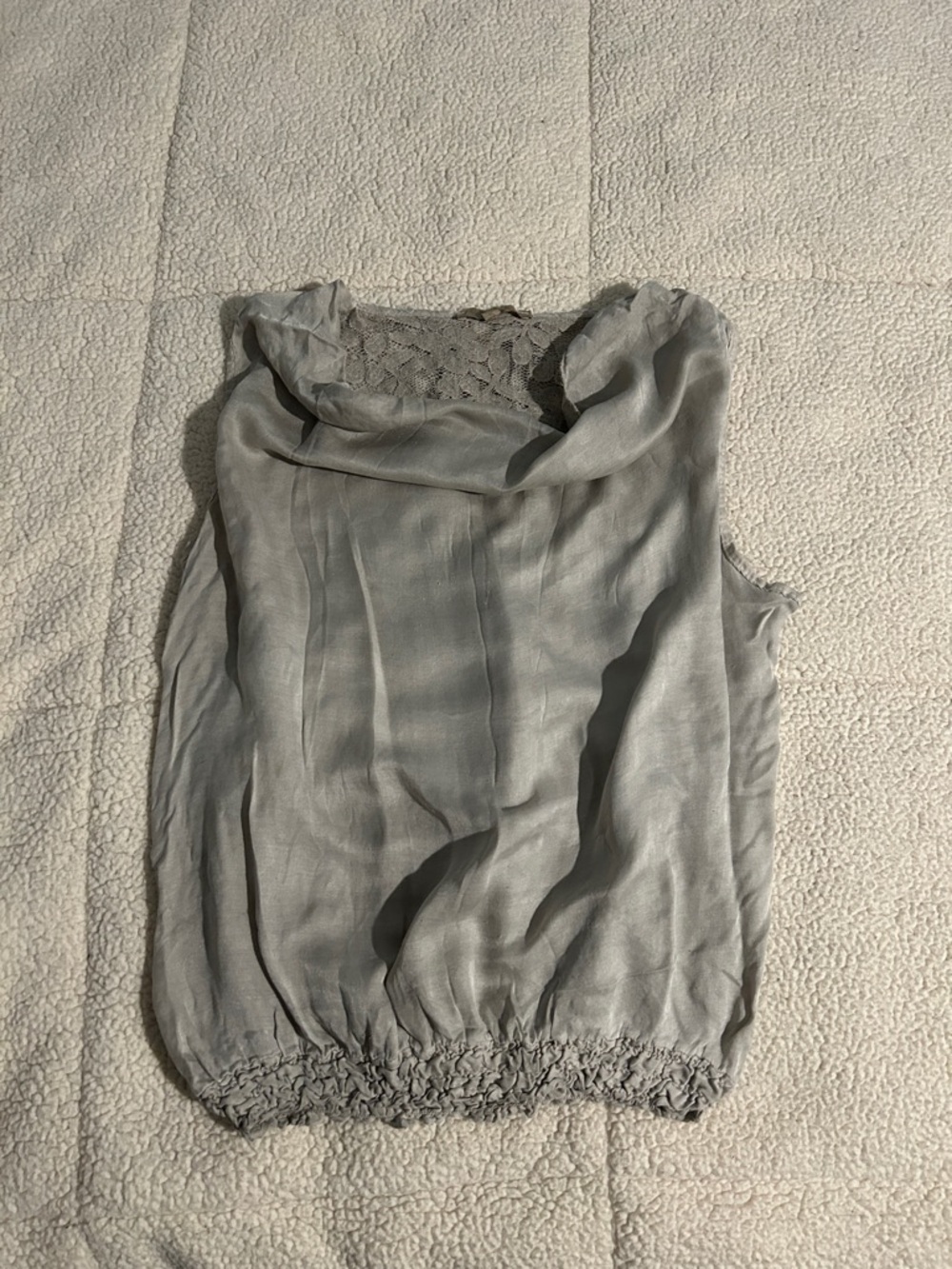 Light gray Sleeveless Linen-Blend Top